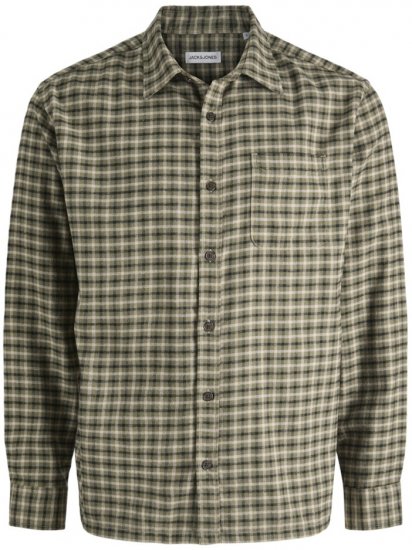 Jack & Jones Mini Check Long Sleeve Shirt Dusty Olive - Skjortor - Stora skjortor - 2XL-8XL