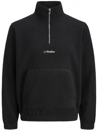 Jack & Jones Soho Half Zip Fleece Sweatshirt Black - Tröjor & hoodies - Stora hoodies & tröjor - 2XL-14XL