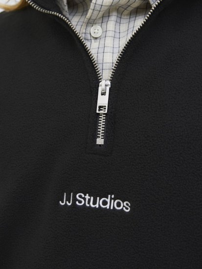 Jack & Jones Soho Half Zip Fleece Sweatshirt Black - Tröjor & hoodies - Stora hoodies & tröjor - 2XL-14XL