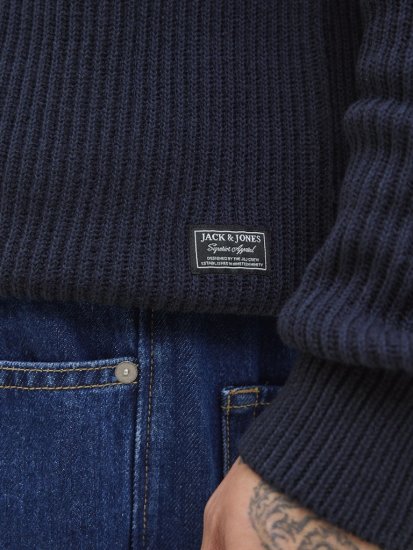 Jack & Jones Pannel Roll Neck Knit Pullover Sky Captain - Tröjor & hoodies - Stora hoodies & tröjor - 2XL-14XL