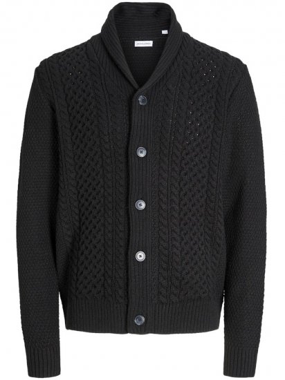 Jack & Jones Paul Shawl Knit Cardigan Black - Tröjor & hoodies - Stora hoodies & tröjor - 2XL-14XL