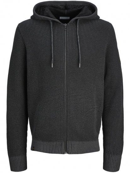 Jack & Jones Zip Knit Hoodie Black - Tröjor & hoodies - Stora hoodies & tröjor - 2XL-14XL