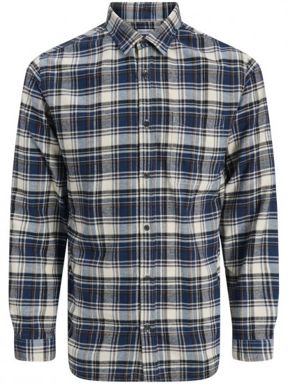 Jack & Jones James Long Sleeve Flannel Shirt Navy Blazer - Skjortor - Stora skjortor - 2XL-8XL