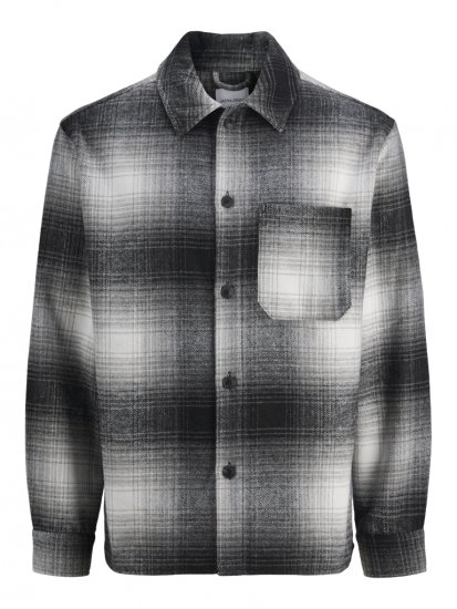 Jack & Jones Zac Long Sleeve Heavy Brush Overshirt Black - Skjortor - Stora skjortor - 2XL-8XL