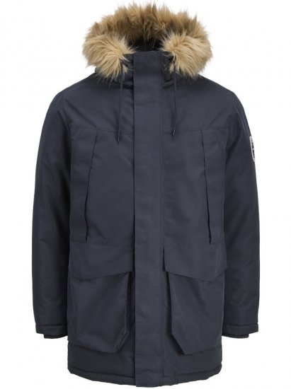 Jack & Jones Camp Faux Fur Parka Dark Navy - Jackor - Stora jackor - 2XL-12XL