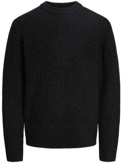 Jack & Jones Bleecker Crew Neck Knitted Sweater Black - Tröjor & hoodies - Stora hoodies & tröjor - 2XL-14XL