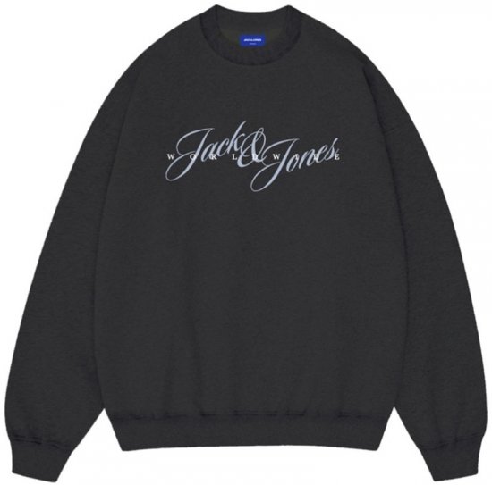 Jack & Jones Wood Crew Neck Sweatshirt Black - Tröjor & hoodies - Stora hoodies & tröjor - 2XL-14XL