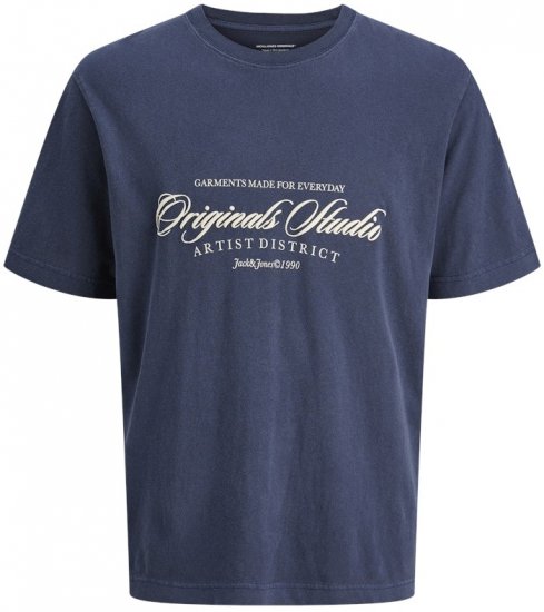 Jack & Jones Wood Wash Crew Neck T-Shirt Ocean Cavern - T-shirts - Stora T-shirts - 2XL-14XL