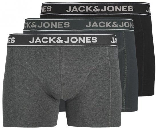 Jack & Jones Black Friday Trunks 3-Pack Grey Black - Underkläder & badkläder - Stora underkläder för män