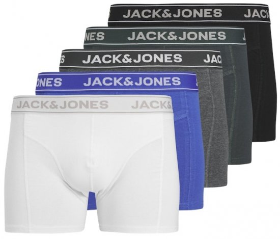 Jack & Jones Black Friday Trunks 5-Pack Black Grey Blue White - Underkläder & badkläder - Stora underkläder för män