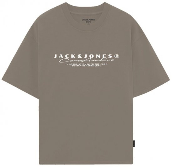 Jack & Jones Point Branding Crew Neck T-Shirt Desert Taupe - T-shirts - Stora T-shirts - 2XL-14XL