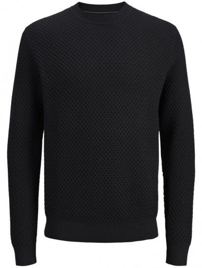 Jack & Jones Barkley Crew Neck Knitted Sweater Black - Tröjor & hoodies - Stora hoodies & tröjor - 2XL-14XL