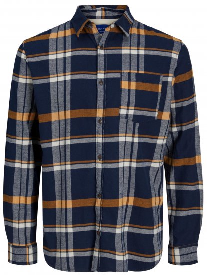 Jack & Jones JOROWEN CHECK COMFORT Shirt Navy - Skjortor - Stora skjortor - 2XL-8XL