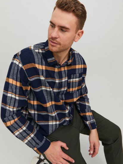 Jack & Jones JOROWEN CHECK COMFORT Shirt Navy - Skjortor - Stora skjortor - 2XL-8XL