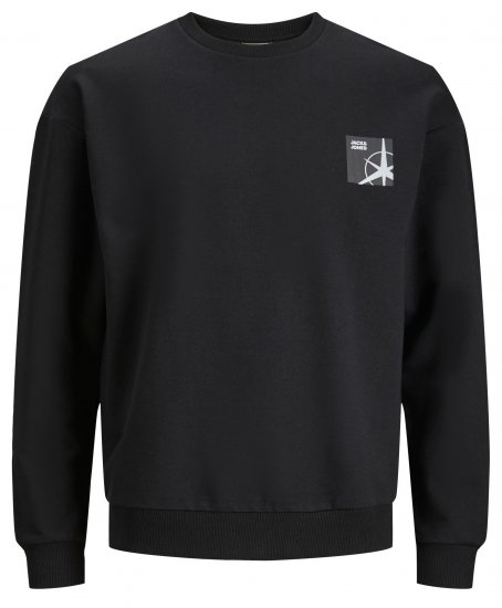 Jack & Jones JCOFILO Crew Neck Sweater with Back Print Black - Tröjor & Hoodies - Stora hoodies & tröjor - 2XL-14XL