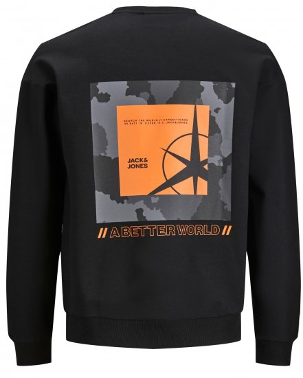 Jack & Jones JCOFILO Crew Neck Sweater with Back Print Black - Tröjor & hoodies - Stora hoodies & tröjor - 2XL-14XL