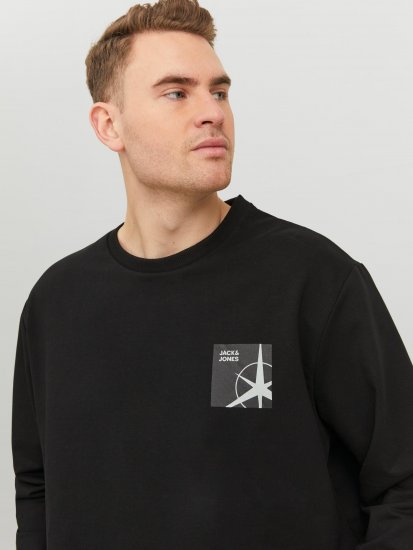 Jack & Jones JCOFILO Crew Neck Sweater with Back Print Black - Tröjor & hoodies - Stora hoodies & tröjor - 2XL-14XL
