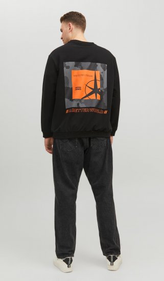Jack & Jones JCOFILO Crew Neck Sweater with Back Print Black - Tröjor & hoodies - Stora hoodies & tröjor - 2XL-14XL