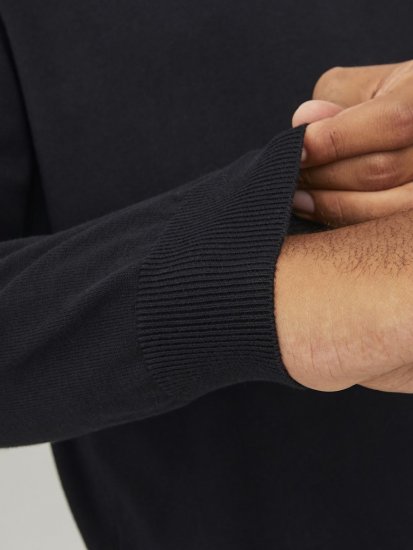 Jack & Jones BASIC Knitted Sweater Black - Tröjor & hoodies - Stora hoodies & tröjor - 2XL-14XL