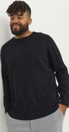 Jack & Jones BASIC Knitted Sweater Black - Tröjor & hoodies - Stora hoodies & tröjor - 2XL-14XL