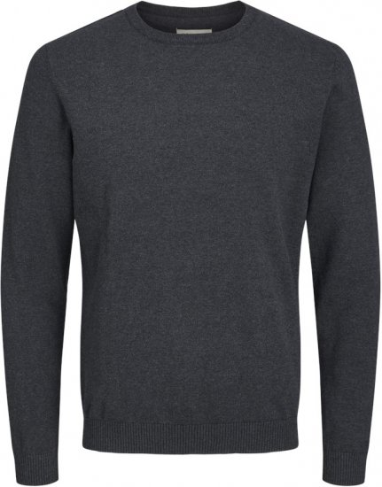 Jack & Jones BASIC Knitted Sweater Dark Grey Melange - Tröjor & hoodies - Stora hoodies & tröjor - 2XL-14XL