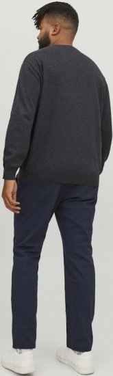 Jack & Jones BASIC Knitted Sweater Dark Grey Melange - Tröjor & hoodies - Stora hoodies & tröjor - 2XL-14XL