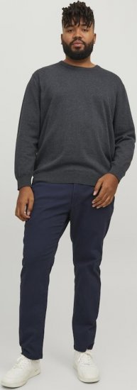 Jack & Jones BASIC Knitted Sweater Dark Grey Melange - Tröjor & hoodies - Stora hoodies & tröjor - 2XL-14XL