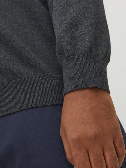 Jack & Jones BASIC Knitted Sweater Dark Grey Melange - Tröjor & hoodies - Stora hoodies & tröjor - 2XL-14XL