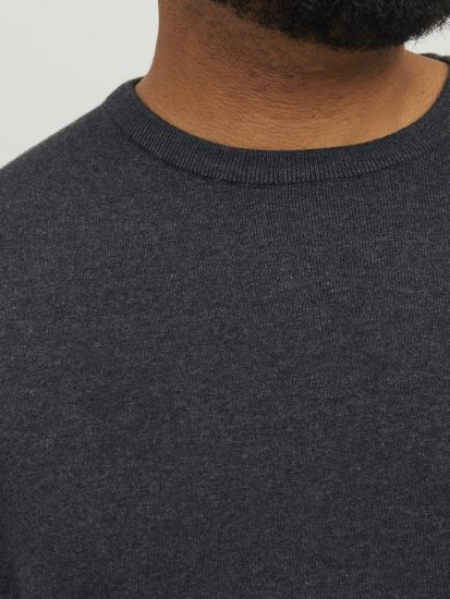 Jack & Jones BASIC Knitted Sweater Dark Grey Melange - Tröjor & hoodies - Stora hoodies & tröjor - 2XL-14XL