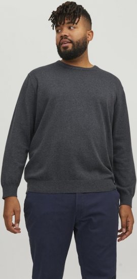 Jack & Jones BASIC Knitted Sweater Dark Grey Melange - Tröjor & hoodies - Stora hoodies & tröjor - 2XL-14XL