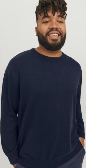 Jack & Jones BASIC Knitted Sweater Navy Blazer - Tröjor & hoodies - Stora hoodies & tröjor - 2XL-14XL
