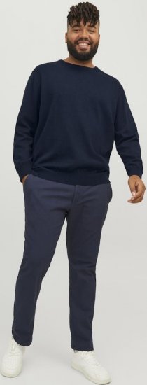 Jack & Jones BASIC Knitted Sweater Navy Blazer - Tröjor & hoodies - Stora hoodies & tröjor - 2XL-14XL
