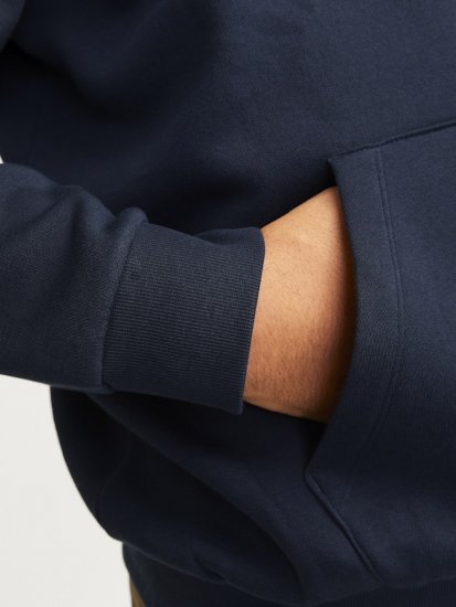 Jack & Jones CORP LOGO PLAY 5 Print Hoodie Navy Blazer - Tröjor & hoodies - Stora hoodies & tröjor - 2XL-14XL