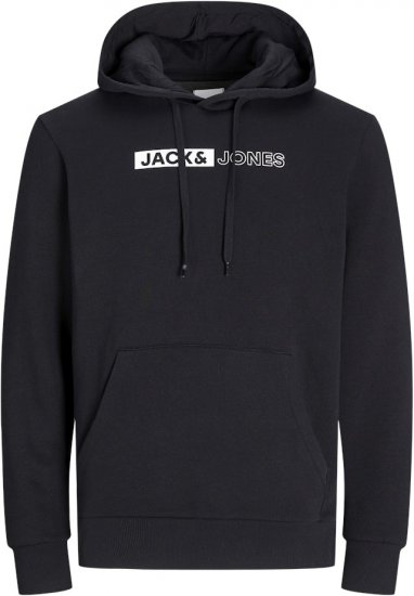 Jack & Jones CORP LOGO PLAY 5 Print Hoodie Black - Tröjor & hoodies - Stora hoodies & tröjor - 2XL-14XL