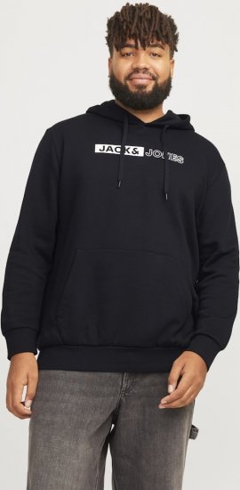 Jack & Jones CORP LOGO PLAY 5 Print Hoodie Black - Tröjor & hoodies - Stora hoodies & tröjor - 2XL-14XL