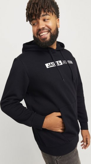 Jack & Jones CORP LOGO PLAY 5 Print Hoodie Black - Tröjor & hoodies - Stora hoodies & tröjor - 2XL-14XL