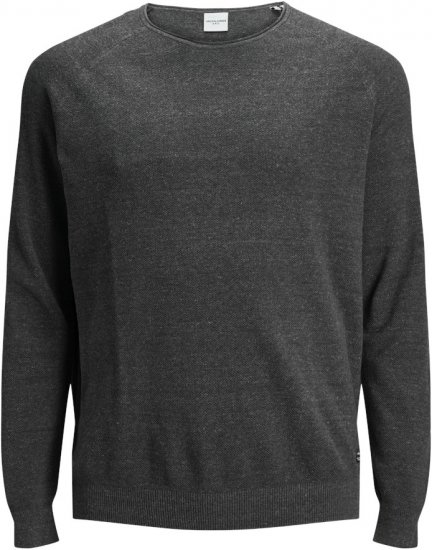 Jack & Jones HILL Knitted Sweater Dark Grey Melange - Tröjor & hoodies - Stora hoodies & tröjor - 2XL-14XL
