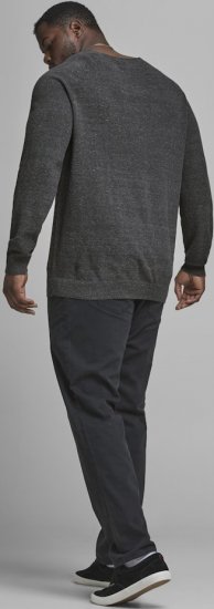 Jack & Jones HILL Knitted Sweater Dark Grey Melange - Tröjor & hoodies - Stora hoodies & tröjor - 2XL-14XL
