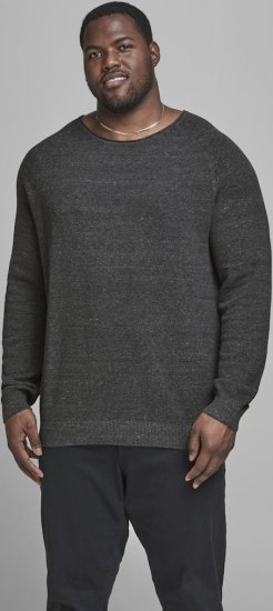 Jack & Jones HILL Knitted Sweater Dark Grey Melange - Tröjor & hoodies - Stora hoodies & tröjor - 2XL-14XL