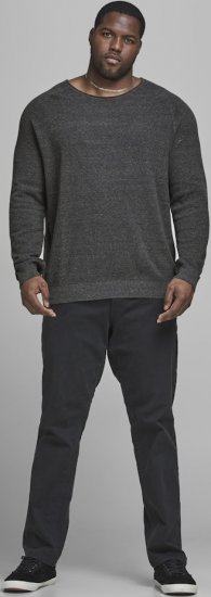 Jack & Jones HILL Knitted Sweater Dark Grey Melange - Tröjor & hoodies - Stora hoodies & tröjor - 2XL-14XL