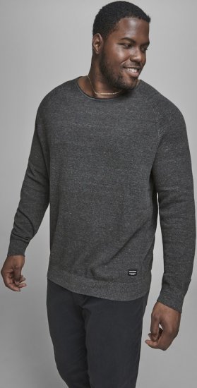 Jack & Jones HILL Knitted Sweater Dark Grey Melange - Tröjor & hoodies - Stora hoodies & tröjor - 2XL-14XL