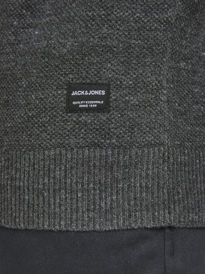 Jack & Jones HILL Knitted Sweater Dark Grey Melange - Tröjor & hoodies - Stora hoodies & tröjor - 2XL-14XL