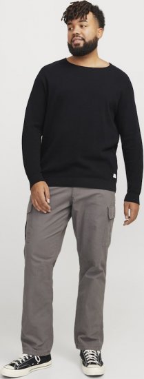 Jack & Jones HILL Knitted Sweater Black - Tröjor & hoodies - Stora hoodies & tröjor - 2XL-14XL