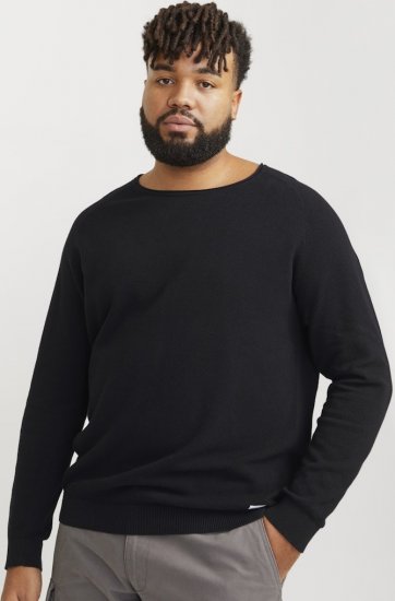 Jack & Jones HILL Knitted Sweater Black - Tröjor & hoodies - Stora hoodies & tröjor - 2XL-14XL