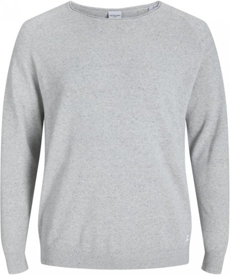Jack & Jones HILL Knitted Sweater Light Grey Melange - Tröjor & hoodies - Stora hoodies & tröjor - 2XL-14XL