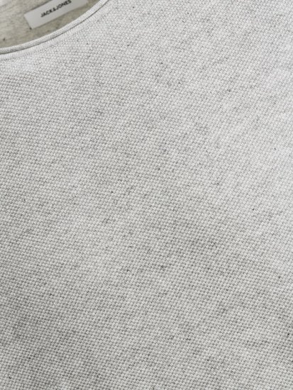 Jack & Jones HILL Knitted Sweater Light Grey Melange - Tröjor & hoodies - Stora hoodies & tröjor - 2XL-14XL