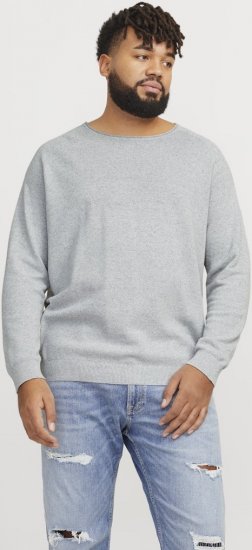Jack & Jones HILL Knitted Sweater Light Grey Melange - Tröjor & hoodies - Stora hoodies & tröjor - 2XL-14XL
