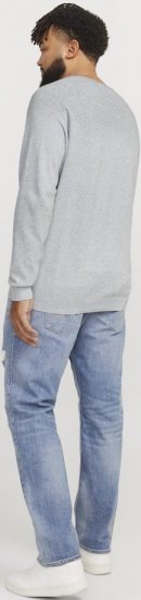 Jack & Jones HILL Knitted Sweater Light Grey Melange - Tröjor & hoodies - Stora hoodies & tröjor - 2XL-14XL