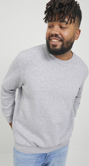 Jack & Jones BRADLEY Sweatshirt Light Grey Melange - Tröjor & hoodies - Stora hoodies & tröjor - 2XL-14XL