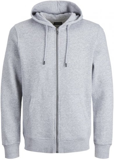 Jack & Jones BRADLEY Zip Hoodie Light Grey Melange - Tröjor & hoodies - Stora hoodies & tröjor - 2XL-14XL